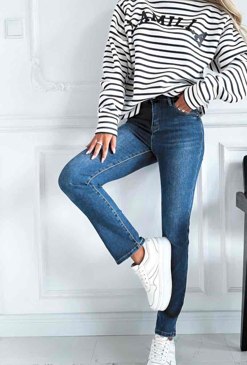 Slim-Jeans mit hoher Taille - S1005: Denim Blau