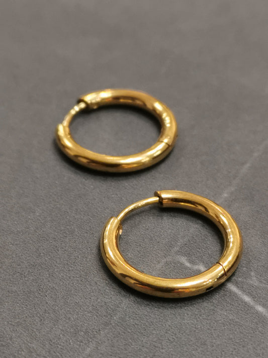 Simple | 18K vergoldete Ohrringe: Gold / 1.4cm